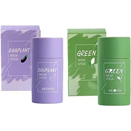 Inne produkty zdrowotne Zielona herbata solidna gliniana maska ​​stuka oczyszczania twarzy oczyszczanie oleju kontrola przeciw trądziku Bakłażan różowy błoto różowe maski 40G