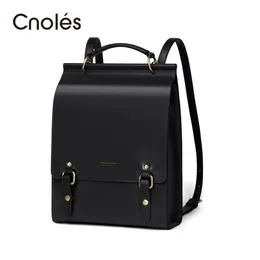 Plecak CNoles skórzana torebka plecakowa dla kobiet mody damskie torebka vintage casual school college Travel Plecaks Bookbag Black 230324