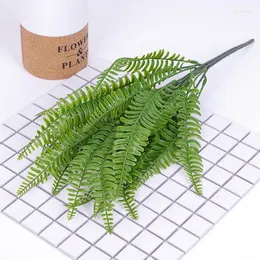 装飾的な花本物のタッチ人工プラスチックシダ草草花束緑の常緑の偽の植物ホームガーデンテーブルの装飾