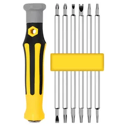 6 pieces Set Tamper-Proof Magnetic Screwdriver Bit Hex Torx Head Flat Hand Tool Safety
