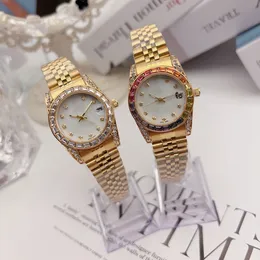 Mulheres coloridas Diamante embutido Relógio de 31mm quartzo Automático relógios masculinos Bolecela a aço inoxidável Mulheres diamantes Lady Lady Watch Impermea