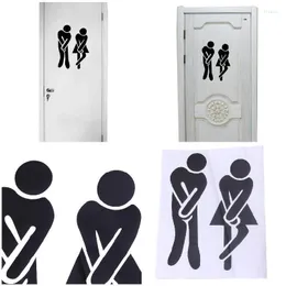 Wall Stickers Simple Style Funny Cute Public Toilet Woman Men Logo Black Sticker Creative Poster For Washroom Door Decal SCVD889