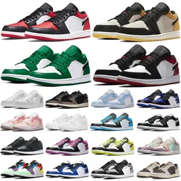 Jumpman Mens 1 Low Basketball Shoes UNC Pine Green 1s University Blue Smoke Grey Starfish Red Obsidian Women Yellow Banned Bred Chicago Black Purple Sneakers 36-46