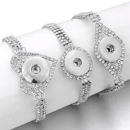 Bracelets de charme Moda Crystal Snap Bracelet Round Heart Bangles Fit 18mm Suttons Jóias ZE246