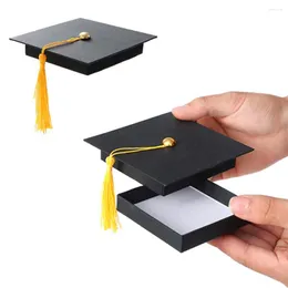 Gift Wrap 1/2pcs Black Graduation Cap Box For Celebration DIY Bachelor Hat Candy Card Packaging 2023