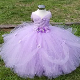 Girl's Dresses 2-8y Flower Girl Princess Kid Party Pageant Wedding Bridesmaid Tutu Pink Lavender Kids for Girls PT153 Y2303