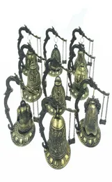 Gesneden antiek China bel Aziatisch Antiek Koper Brass Boeddha Boeddhisme Arts Statue Clock Brass Drop9797039