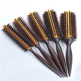 Spazzole per capelli IRUI 1pc Setola di cinghiale naturale Spazzola rotonda Manico in legno Pettine per asciugatura Styling Curling 230325
