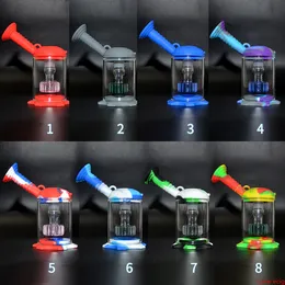 Tubos de água de silicone Bubbler de silício Reciclador de vidro destacável Reciclador seco Herb Dab Cera Rig Tobacco Tubos de queimador de óleo DHL