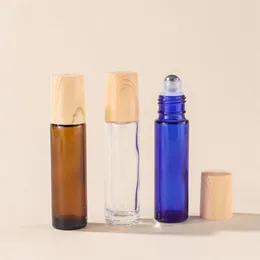 Bottiglie vuote di olio essenziale per roll-on, tubo di vetro per crema per gli occhi da 10 ml con sfera di metallo