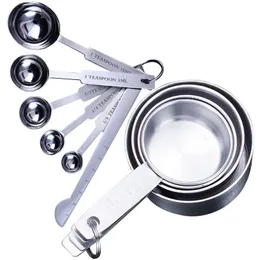 Strumenti di misurazione UPORS 8 tazze e cucchiai in acciaio inossidabile da 10 pezzi Set cucchiai da tavola impilabili Premium Deluxe Accessori per la cucina di casa 230324
