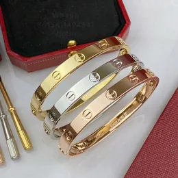 Love bangl brazalete 18k pulsera de oro para hombre para mujer diseñador 16 17 18 19cm T0P calidad más alta calidad de contador moda lujo estilo clásico regalo de aniversario 014