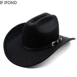 Шляпа шляпы с ковшой Винтажная западная ковбойская шляпа для мужского джентльмена Леди Джазовая Сваджирл с кожаной церковью Cloch