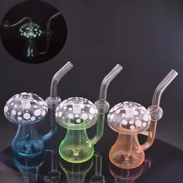 Novo projeto Tubos de água de cogumelo fumando brilho no tubo de queimador de óleo de vidro escuro colorido colorido reclyer dab odle platah shisha shisha com 10mm de queimador de óleo de vidro macho de vidro tubo