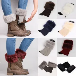 Women Socks 1Pcs Womens Legs Warmers Winter Knitted Boot Cuffs Fashion Female Fur Patchwork Toppers Boots Leg