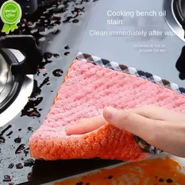 Novo pano de cozinha de 1pc pano super absorvente de veludo de coral lavou toucas de óleo antiaderente lavável cozinha de secagem rápida panos limpos