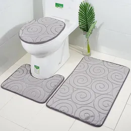 Halılar Occudent Style Flannel Tuvalet Pedi Kabartma Çember Çiçek Deseni 3pcs Banyo Zemin Mat Seti Slip Olmayan Halılar