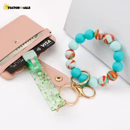 Acrylic Acetate Bank Card Extractor Contactless Party Favor Armor Card Extractor Silicone Bead Wrist Key Ring Female RRA