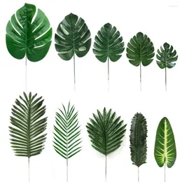 Decorative Flowers 10 Types Artificial Plants Tropical Palm Leaves Hawaii Luau Summer Party Jungle Safari Birthday Wedding Decor Fake