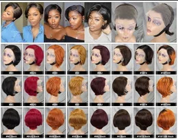 Pixie Cut Wig Kısa Kıvırcık 13x4 Tam Dantel Frontal Bob İnsan Saç Perukları Önceden Kapanmış Doğal saç çizgisi ile