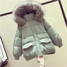 Women's Trench Coats Large Size Parka Women Jacket 2023 Winter Down Coton Hooded Big Fur Collar Female Parkas Thick Cotton Padded Outwear