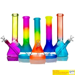 Rasta Glass Deaker Bong Frosted Rainbow Hookah Dab Dab Pills 5mm Tend Shicay Recycler Pipes Big Water with Downsteam and Bowl