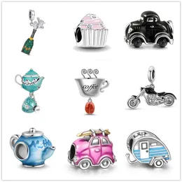 925 Siver Koraliki Charms for Pandora Charm Bracelets Designer for Women Coffee RV Champagne Motorcycle