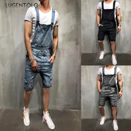 Dżinsy męskie Jean kombinezony męskie dziura moda letnie szorty proste duże rozmiar swobodne streetwear męskie ubranie lugentolo