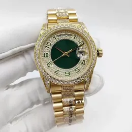 36 mm Damenuhr, automatische mechanische Armbanduhr, Diamant-Zifferblatt, Edelstahl, Faltschließe, wasserdicht