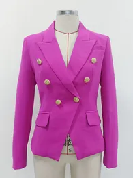 Kadınlar Suits Blazers High Street 2023 Tasarımcı Çift Kelime Breated Aslan Düğmeleri İnce Uygun Muhteşem Mor Ceket 230325