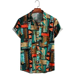 Mäns casual skjortor Camisas Para Hombre Hawaiian Beach Style Kort ärm Flower Fashion Lapel Top Clothing 230325