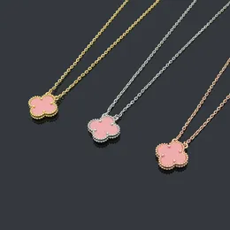 Wholesale 15mm flower pendant 18K gold rose silver necklace 316L Stainless Steel ceramic black white red green pink blue Love Jewelry Women girl 46cm extender 4cm