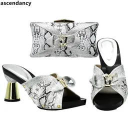 Dress Shoes Latest Design African Wedding Italian Shoe And Bag Sets Decorated With Rhinestone Sales In Women Matching Bags