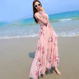 Etniska kläder Elegant Causal Light Loose Abaya Flowy Chiffon Belt Wedding Maxi Boho Beach Bridesmaid Gästparti Sundress Vestidos Verano