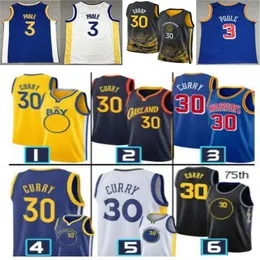 Basketbol Formaları Stephen Curry Klay Thompson Draymond Green Jersey Andrew Wiggins Poole Warriores 2022 2023 Şehir Gömlek Edition Blue Black Jersey 30 11 23