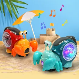 Electric/RC Animals Crawling Crab Baby Baby z muzyką LED oświetlenie interaktywne muzyczne zabawki do tańca dla niemowląt zabawki poruszające zabawki maluch 0-12 230325