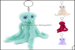 Key Rings Jewelry Faux Rabbit Fur Pompom Ring Octopus Plush Doll Keyfobs Animal Fluffy Keychains Fashion Women Handbag Pendant Jew6512798