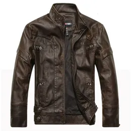 Men's Leather Faux Fashion Men Coat Jacket Real Winter s Motorcycle Zipper Stand Genuine Black Coffe Brown 5XL 230324