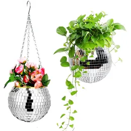 Planters POTS 5 Färger Juldekor Disco Ball Planter Vase Wall Hanging Planter Pot Flower Pots Rep Hanging Flowerpot Balkony Home Decor 230324