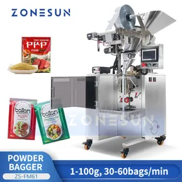 ZONESUN Automatic Powder Bagger Pouch Sachet Soybean Milk Coffee Pepper Curry Seasoning Flour Packaging Machine ZS-FM61