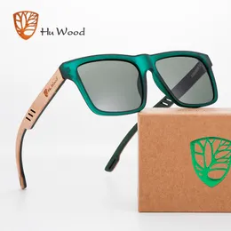 Óculos de sol Hu madeira de alta qualidade óculos de sol quadrados para homens polarizados UV400 Moda de óculos de sol Mirror Sport Sun Glasses Driving 230324