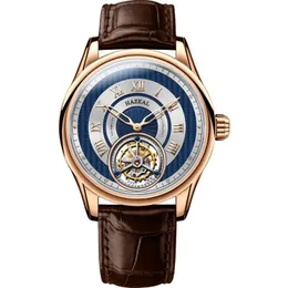 Zegarek na rękę luksusowe zegarek męski zegarek męski Real Tourbillon 50m Wodoodporne mechaniczne zegarek Sapphire Mirror Pasek skórzany