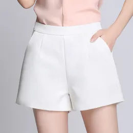 Kvinnors shorts sommar kvinnor koreansk stil hög midja lösa shorts kontor dam mode fasta breda ben shorts spodenki damskie mujer y01 230325