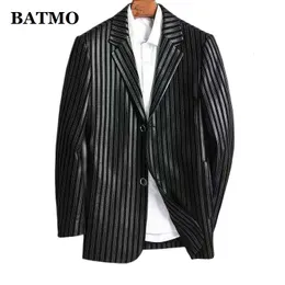 Men's Leather Faux BATMO 2023 Arrival Top quality Natural Sheepskin Jacket Men Real Striped Blazer 042 230324