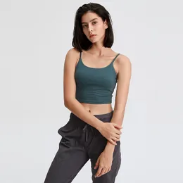 Lu Lu Lemen Sports Yoga Bra Tank Tops Camisole Crop Top Women with Gym Hearlless Sexy Fitness Cami Casual Summer
