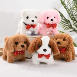 Electric/RC Animals Intelligent Electric Plush Toy Walking Barking Dog Teddy Corgi Dog Rabbit Tail Wagging Ass Shaking Toys For Children Intressant 230325