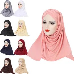 Einfarbiger Baumwollschal Hijab für muslimische Frauen Stretch Jersey Kopftuch Kopfwickel Schals Turban Kopfbedeckung Kopfschmuck für Damen