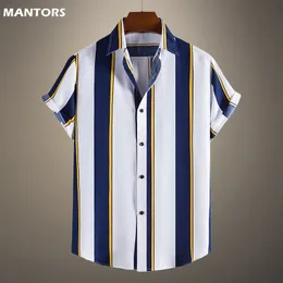 Men's Casual Shirts Hawaiian Shirt Summer Geometric Print Short Sleeve Button Blouse Top Loose Clothing Camisas 230325