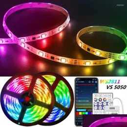 Energi lagringsbatteri remsor LED -strip ljus RGB WS2811 molntak Diod Flexibel band Smart App Control Rainbowlike Effect Lamp DHFGX