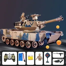 ElectricRC Car Rc Tank Shoot Bullet 300° Rotation Turret Electronic Remote Control With Sound LED Up and Down Gun Barrel Kid Birthday Gift 230325